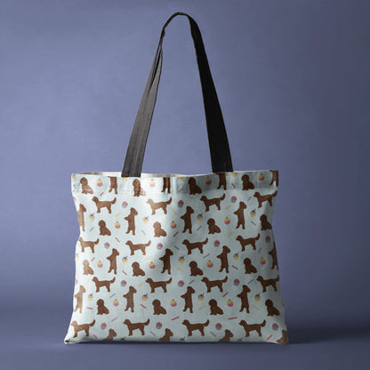 Chocolate Cockapoos and Cupcakes Pattern Canvas Tote Bag