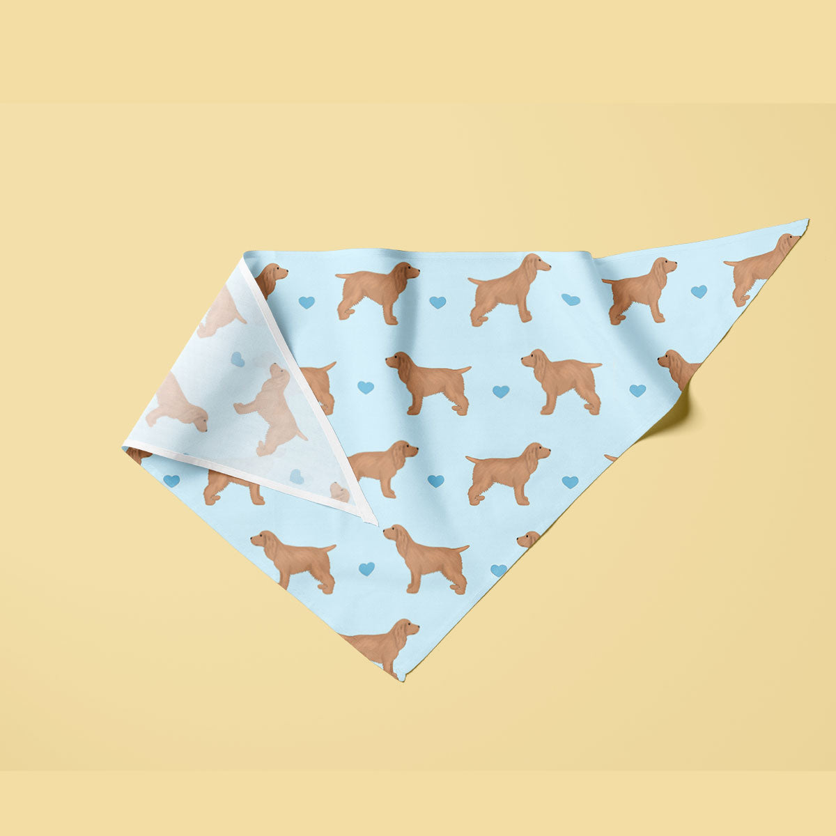 Golden Cocker Spaniels and Hearts Dog Bandana