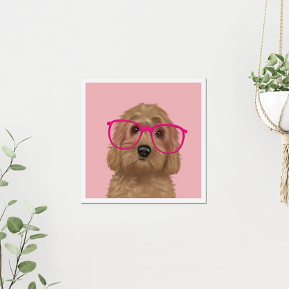 Cockapoo in Glasses Art Print