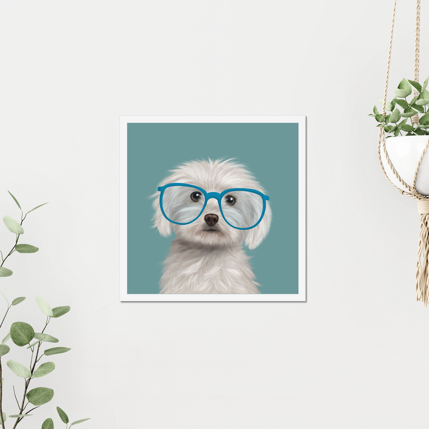 Maltese in Glasses Art Print