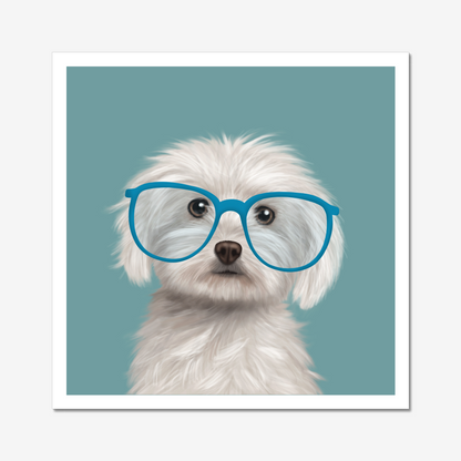 Maltese in Glasses Art Print