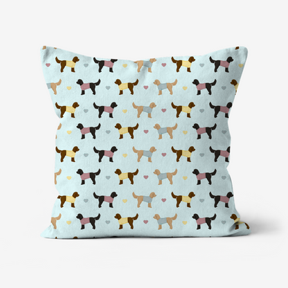 Cockapoos and Hearts Pattern Cushion